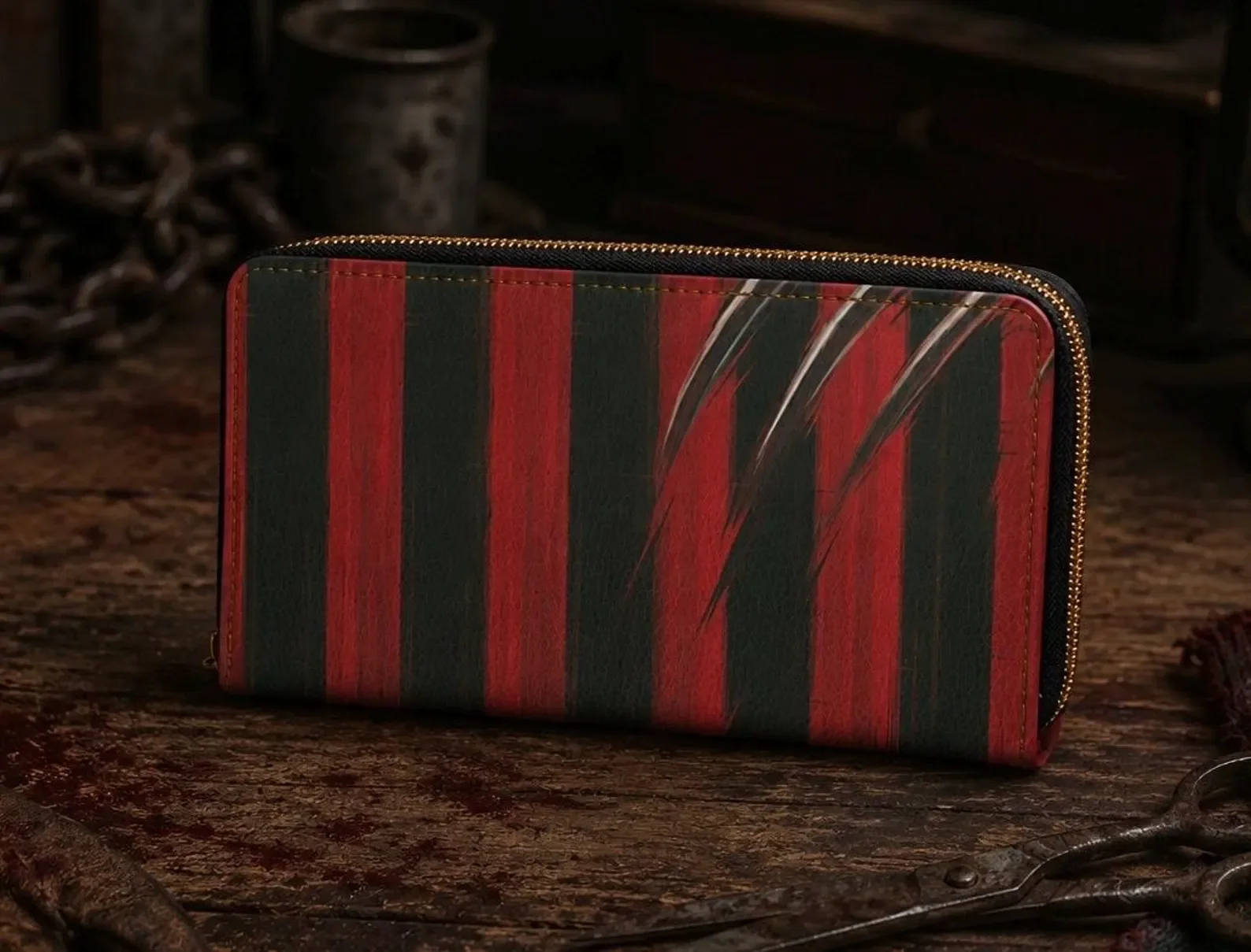 Freddy Krueger Striped Zipper Wallet