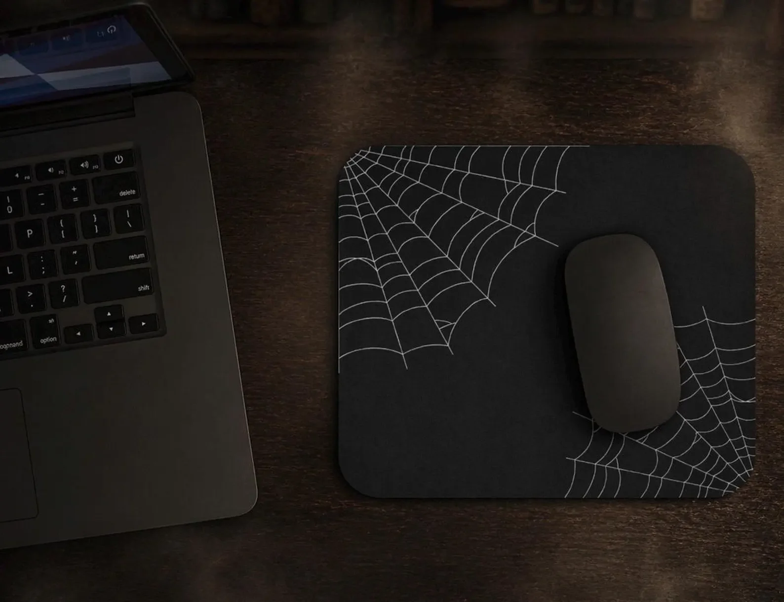 Spiderweb Dark Minimalist Mouse Pad