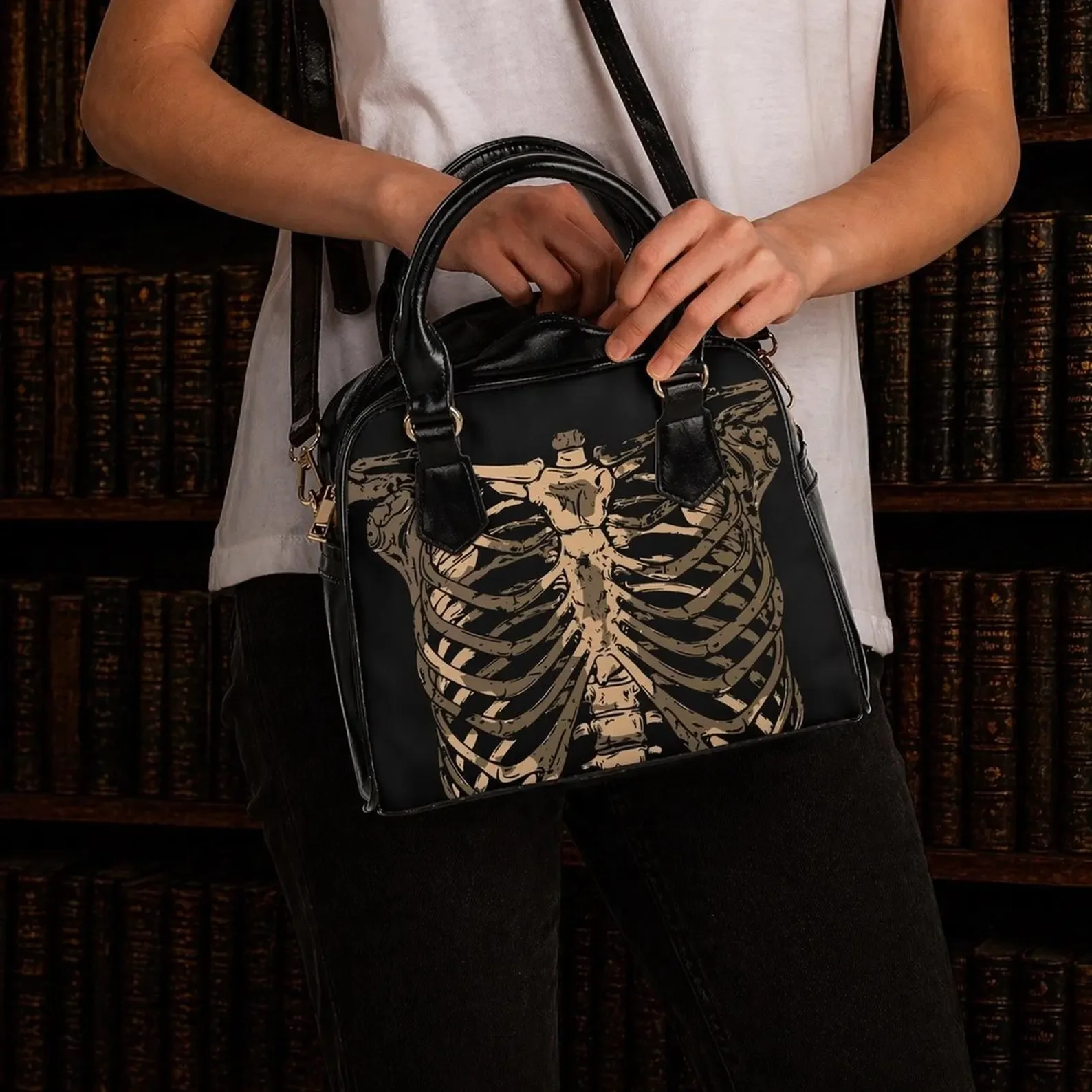 Skeleton Rib Shoulder Handbag