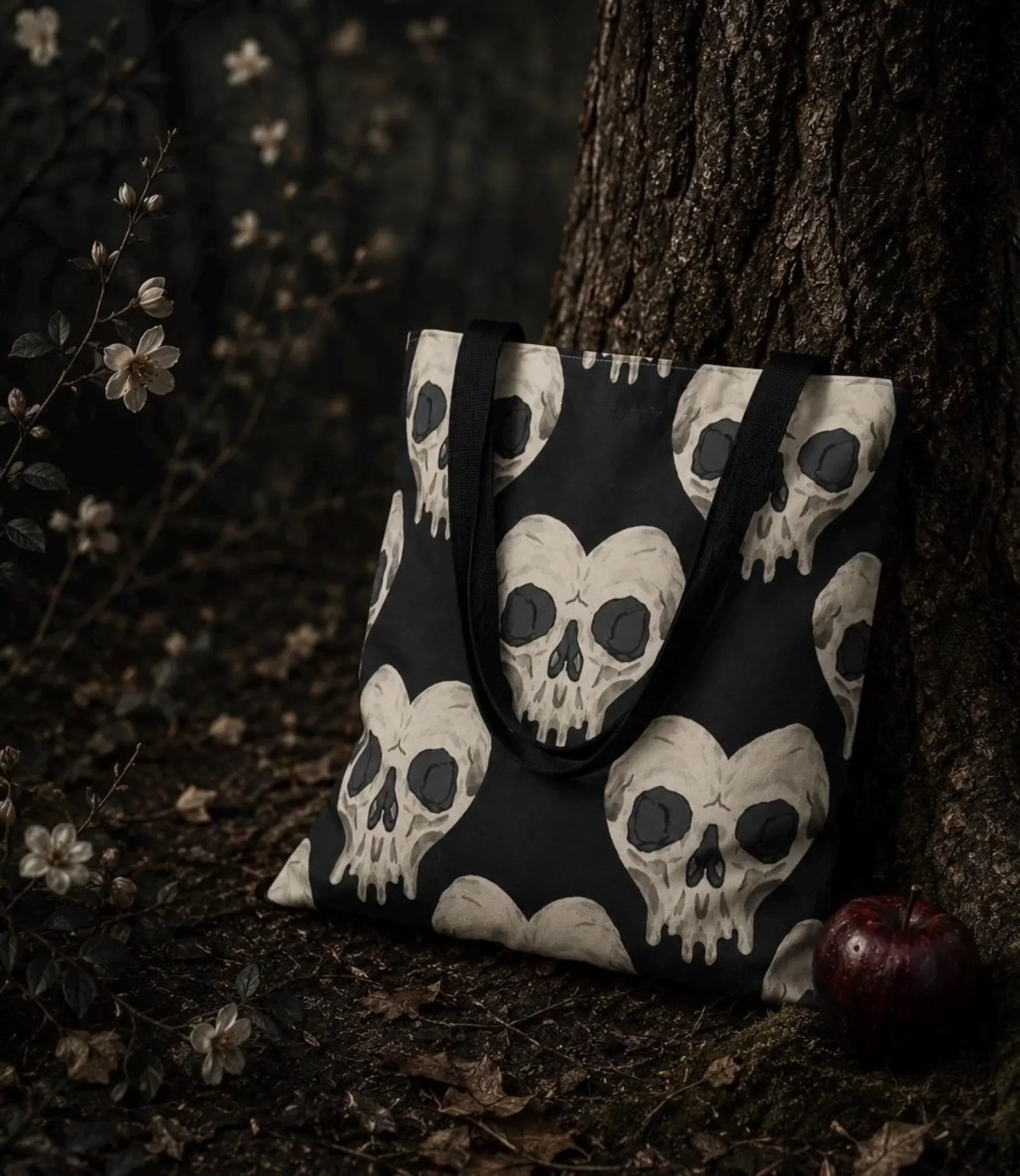 Poison Apple Skull Tote - Dark Fantasy Bag with Spooky Fairytale Vibes