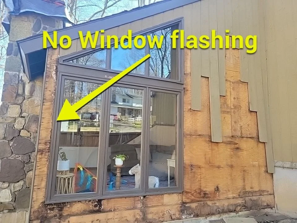 Documented exterior window water leak showing moisture intrusion around the window opening on a residential home in Anderson South Carolina.