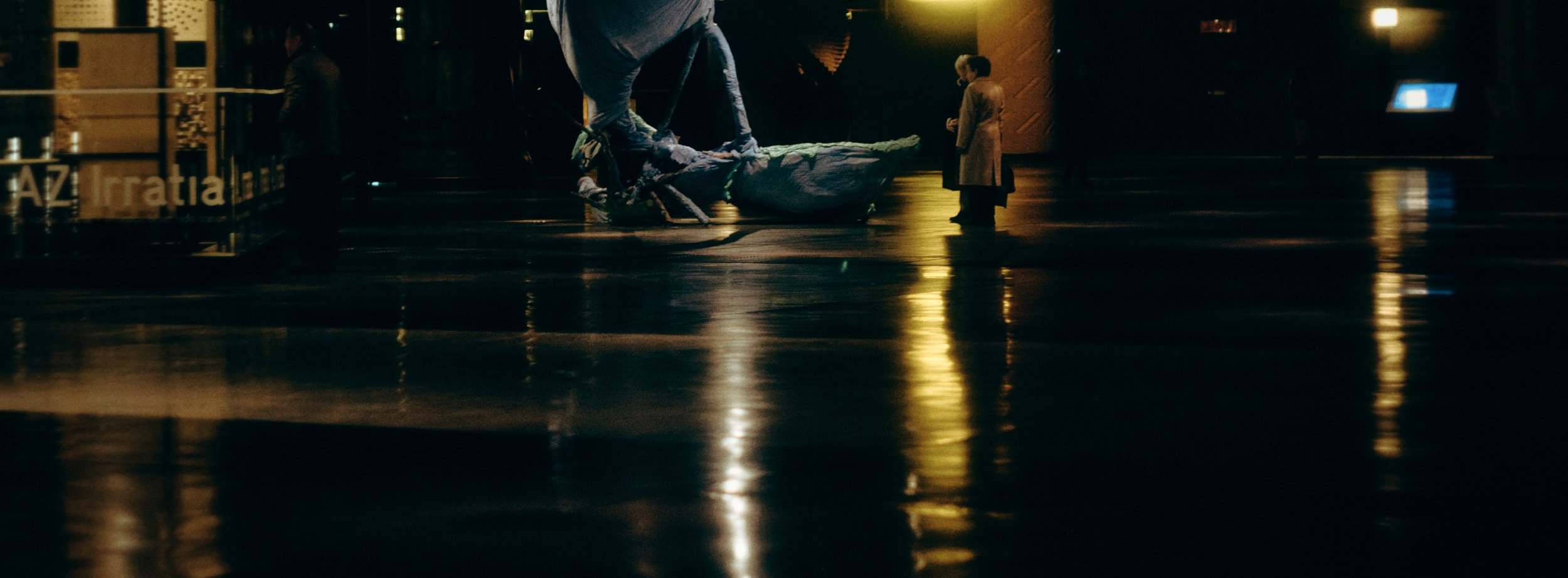 Street photograph, Bilbao, 2025. 65×24 wide panoramic format.