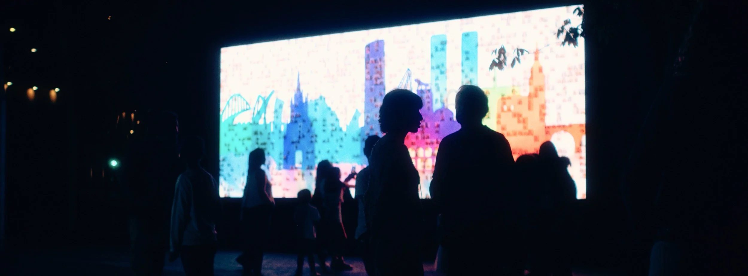 Street photograph, Bilbao, 2025. 65×24 wide panoramic format.