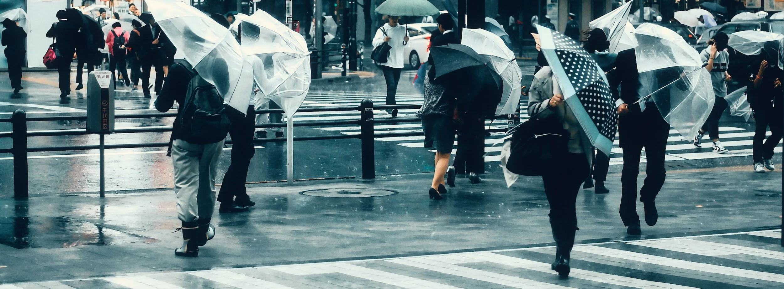 Wide format street photograph by Iván Pasarín,  Tokyo 2019, 65×24 panoramic format.