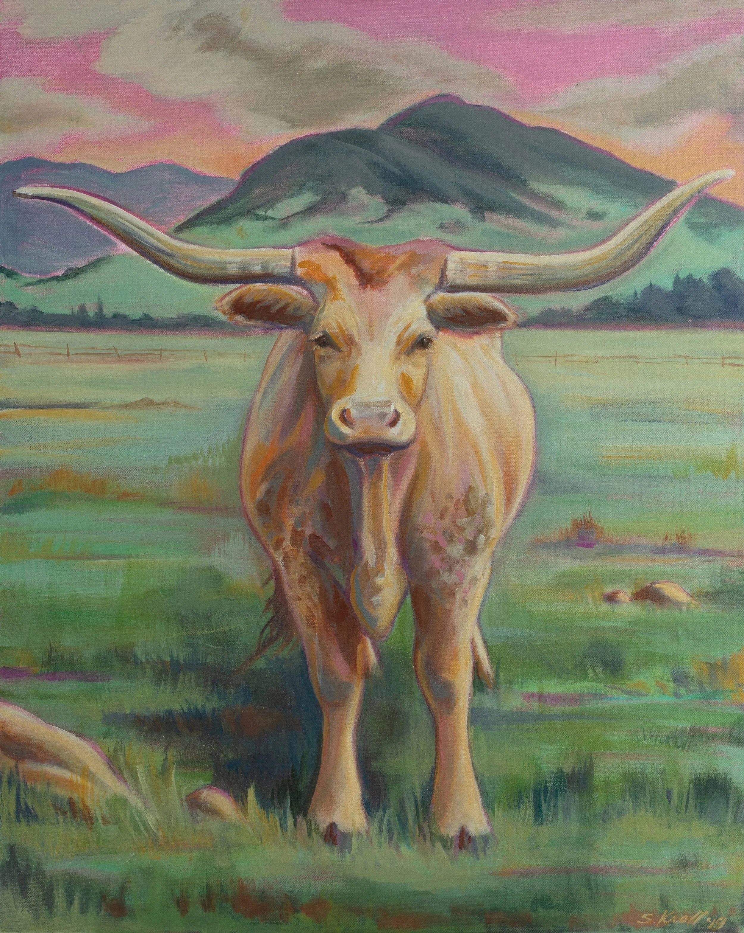 "Dolly the Longhorn" | Acrylic on Canvas, 2019