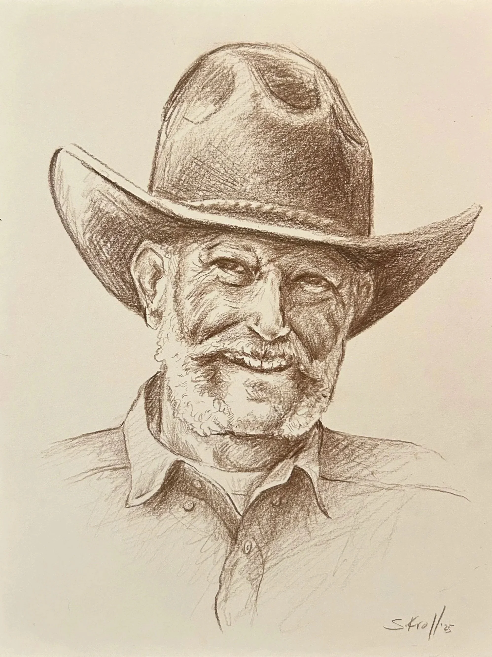 "The Last Real Cowboy" | Prismacolor Pencil on Paper, 2025