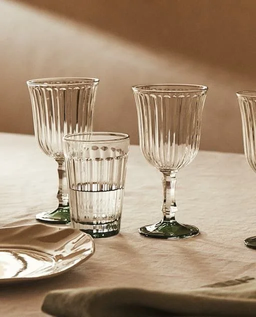 minimalist glassware setup
