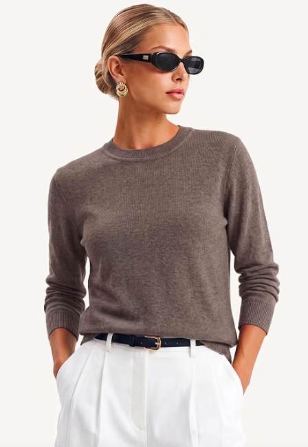 Arach&Cloz Women's Wool Blend Classic Crew Neck Casual Fall Sweaters.png