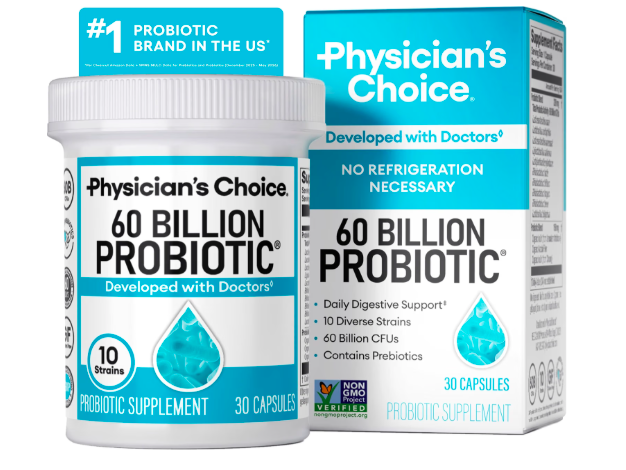 Physician's CHOICE Probiotics 60 Billion CFU - 10 Strains + Organic Prebiotics - Immune, Digestive & Gut Health - Supports Occasional Constipation, Diarrhea, Gas & Bloating - for Women & Men - 30ct.png