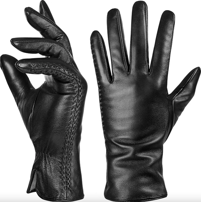 Winter Leather Gloves Women, Warm Wool Lined Finger Touchscreen Texting.png