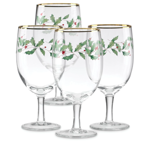 Lenox Holiday Christmas Glass Tumblers, Set of 4 | dishwasher safe | iced beverage glassware, drinking glasses | 14oz, gift for women, glass cups gift set.png