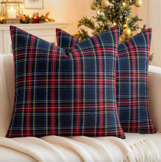 Christmas Plaid Pillow Covers Scottish Tartan .png
