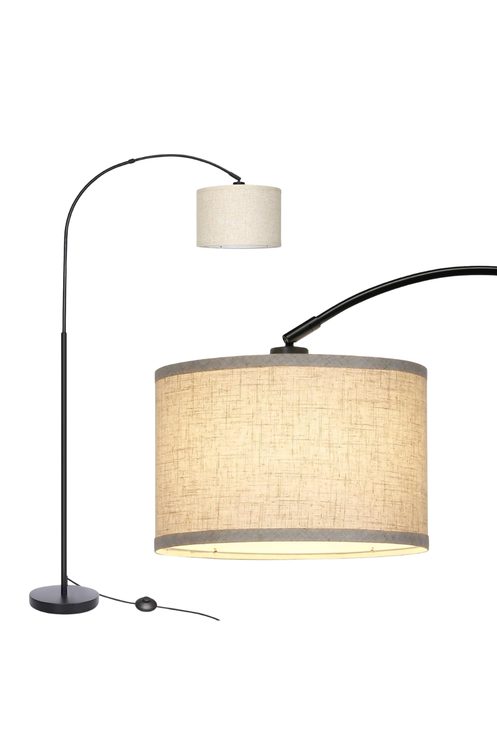 OUTON Modern Arc Floor Lamp | Dimmable Standing Lamp with Remote