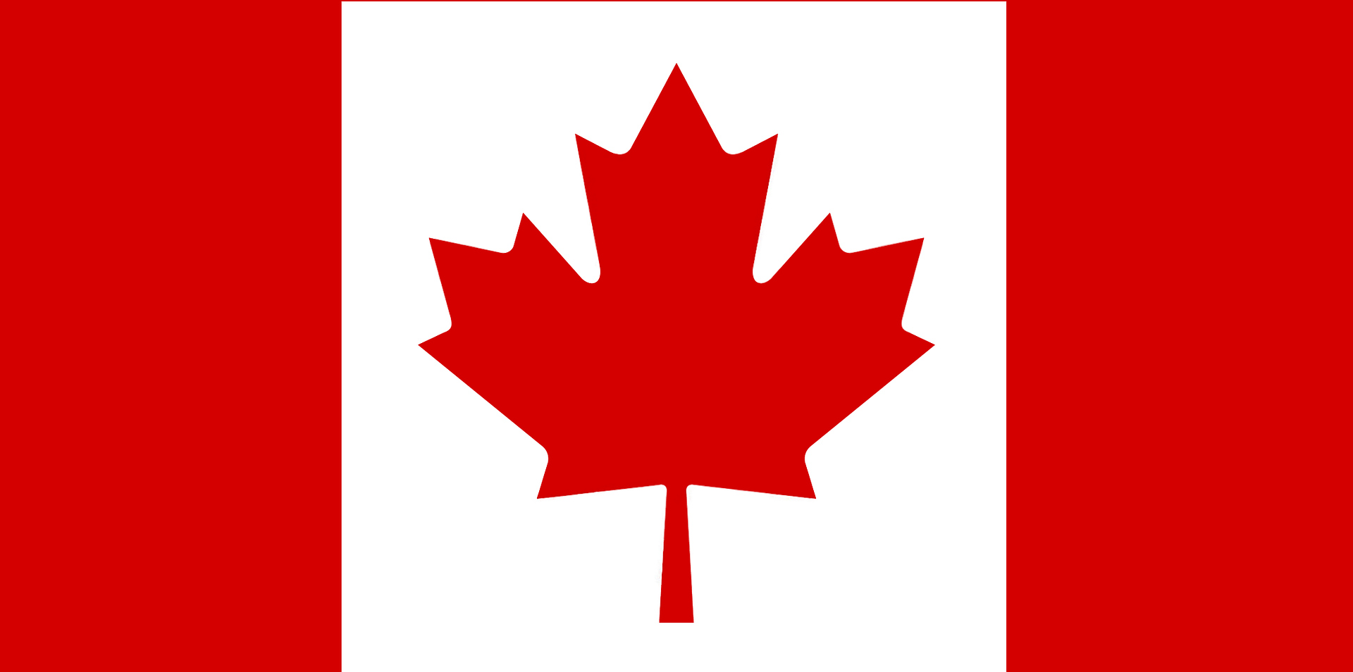 Canadian flag with red borders on the sides, a white square in the center, and a red maple leaf in the middle.