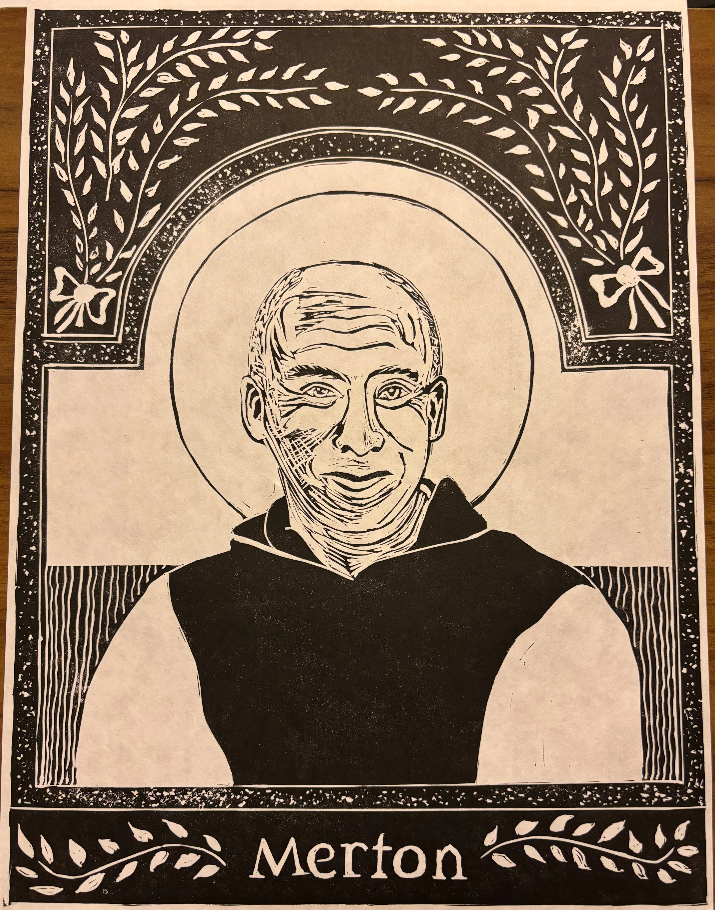 Linocut Thomas Merton
