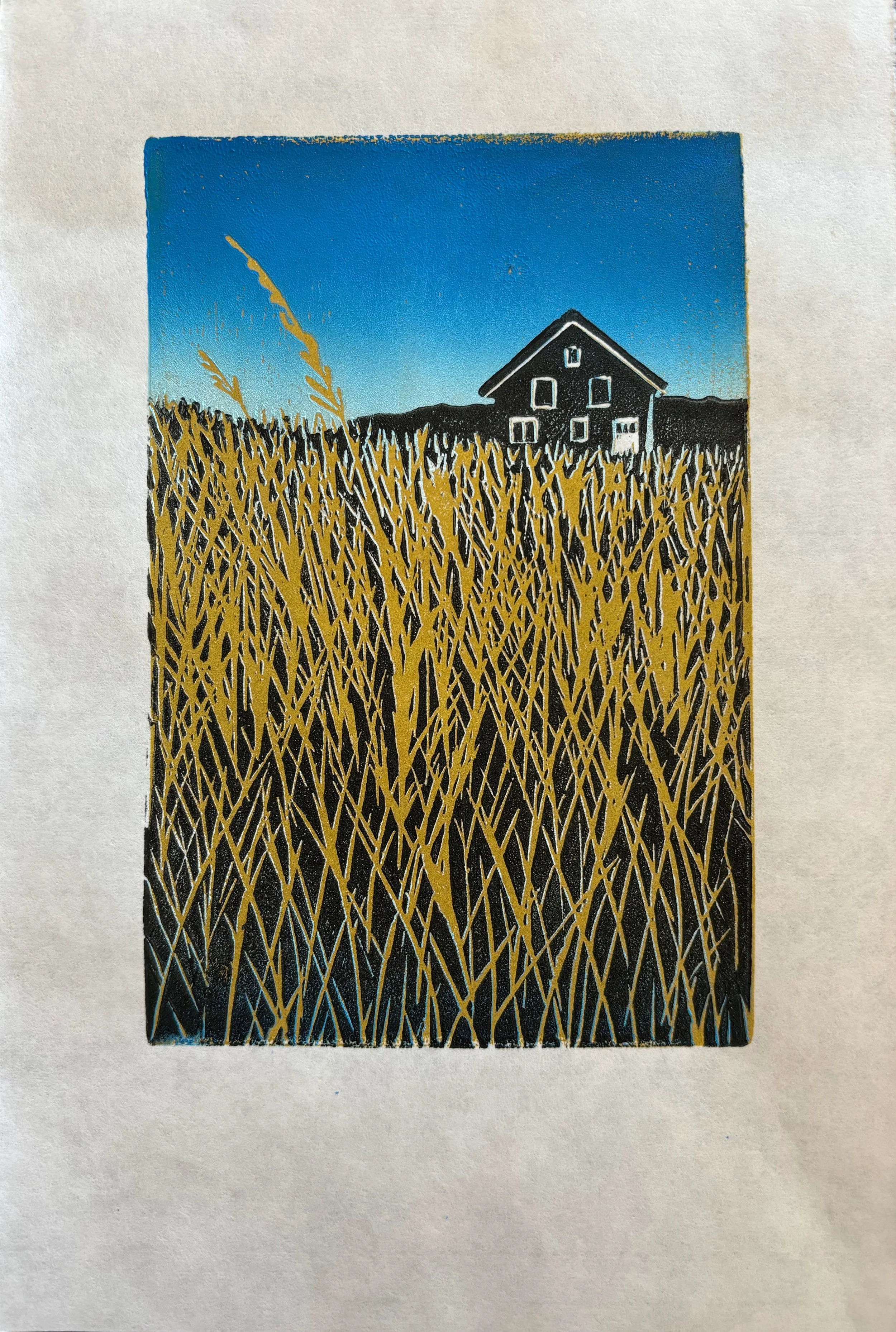 Linocut Dream on Twenty Acres
