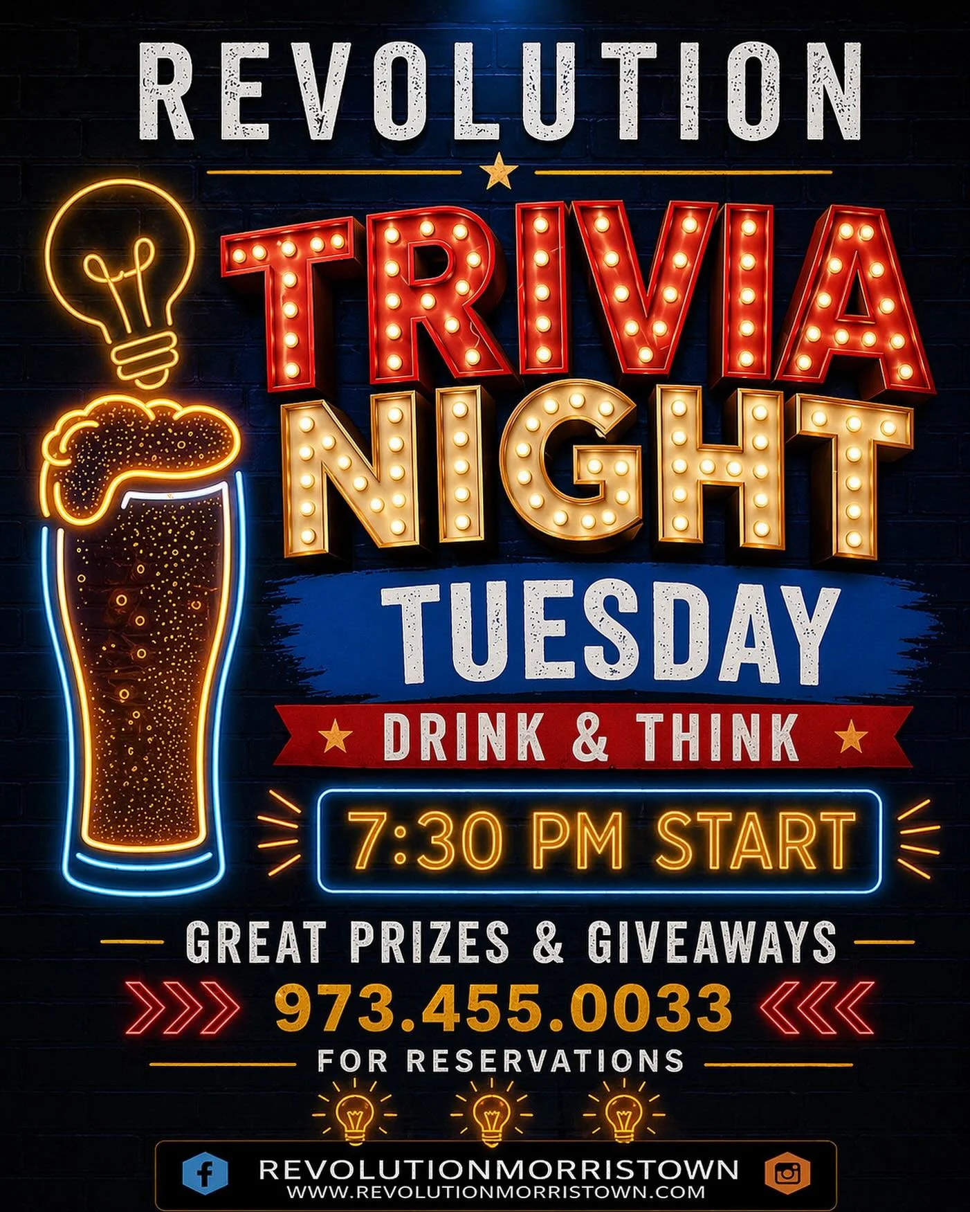 Trivia Tuesday! Great Fun &amp; Prizes! Hosted By @davedoestrivia 973.455.0033 For Reservations 

#revolution #revolutionmorristown #morristown