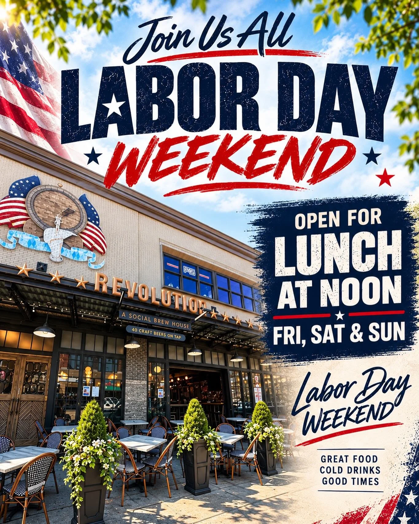 Celebrate LDW With Us 🇺🇸 Open At Noon For Lunch &amp; Sidewalk Seating! 

#revolution #revolutionmorristown #morristown