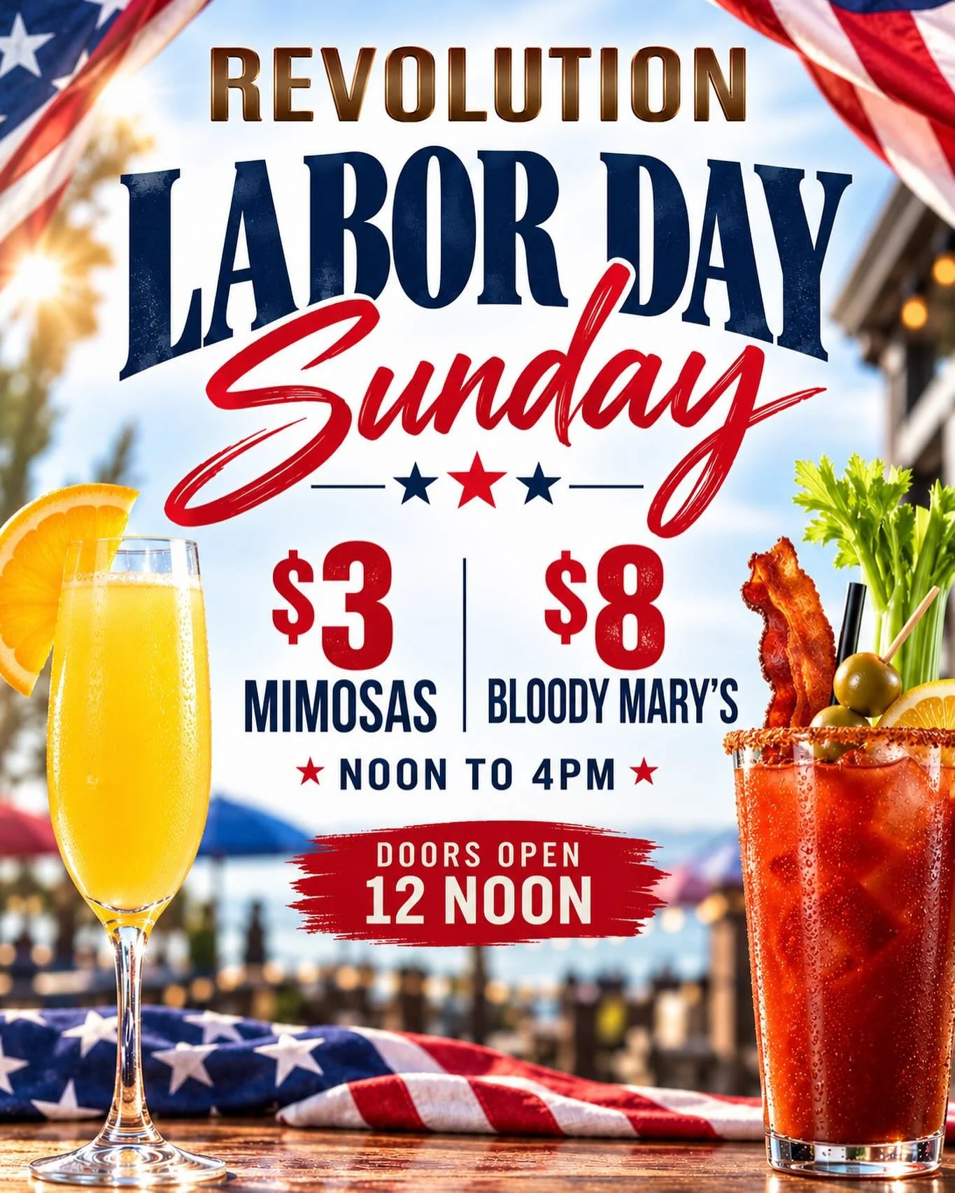 Join Us Today 🇺🇸 Enjoy The Weather &amp; $3 Mimosas &amp; $8 Bloody Marys Until 4pm

#revolution #revolutionmorristown #morristown