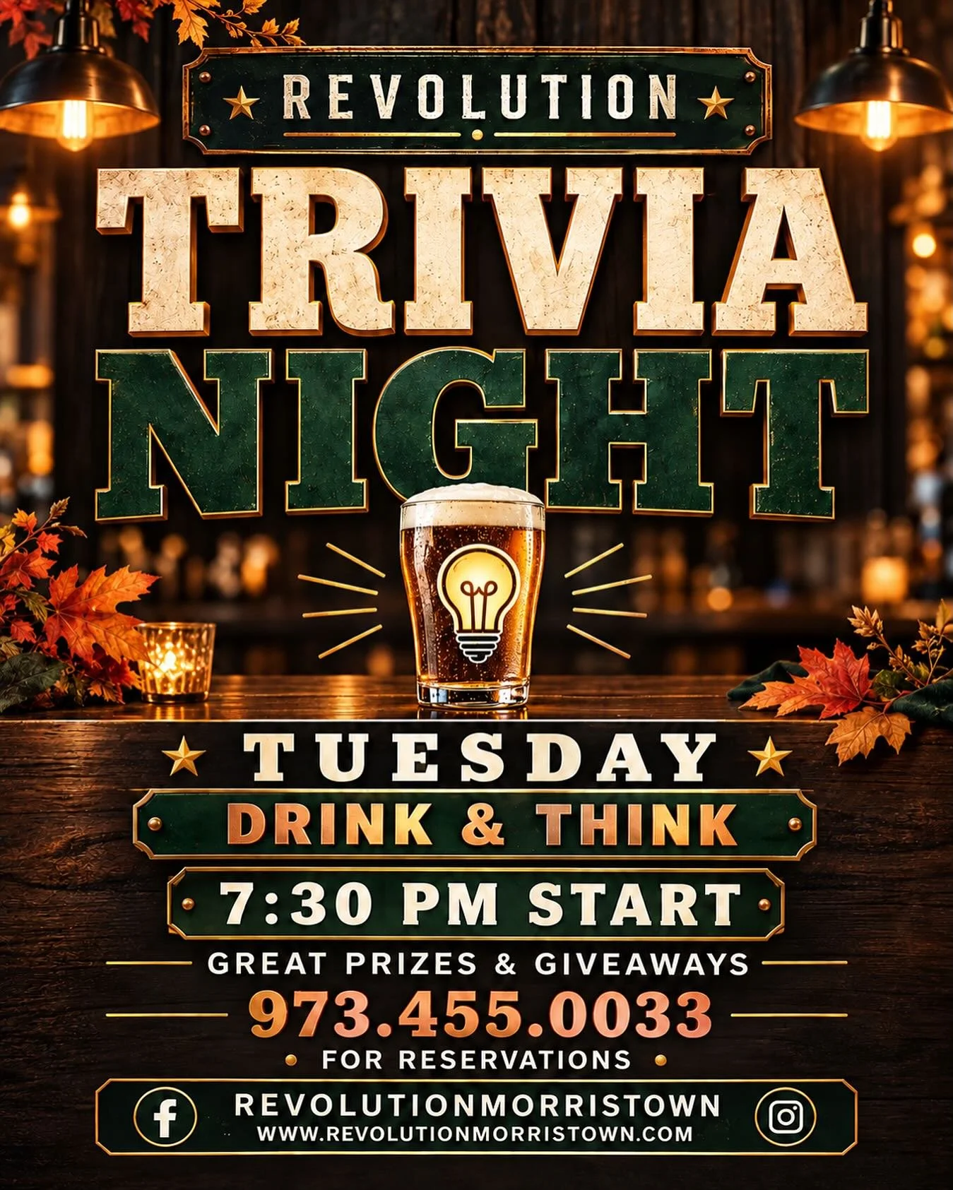 It&rsquo;s TRIVIA ❓🤔 Night! Great Food, Drinks &amp; Fun! 

#revolution #revolutionmorristown #trivia