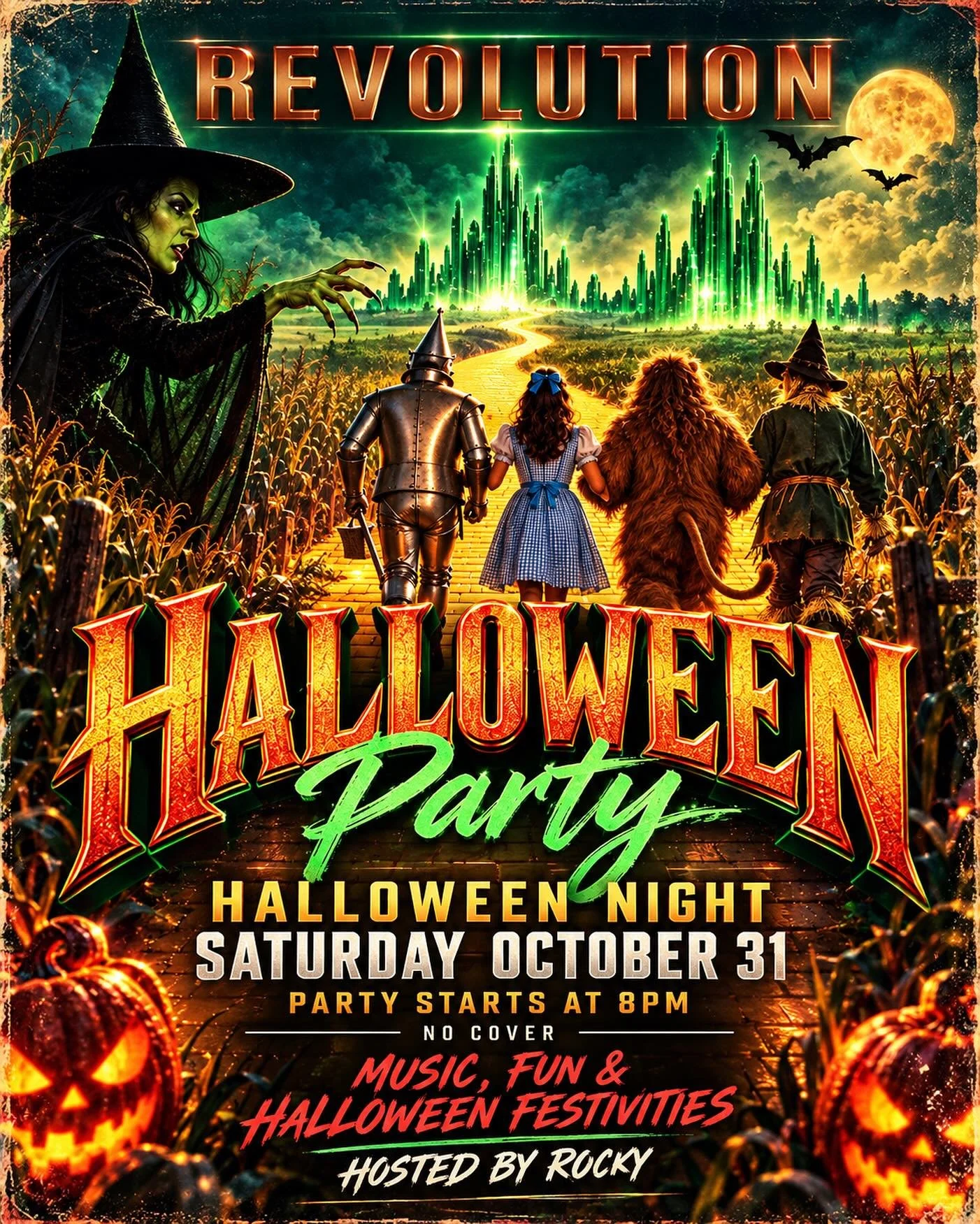 Halloween Night Saturday October 31. We Are Throwing A BIG Halloween 🎃 Party! The Party Starts At 8pm, No Cover, DJ&rsquo;s &amp; Halloween Festivities! Hosted By @rocky_rinaldi Costumes Encouraged But Not Required! Our Staff Is Doing A Wizard Of Oz