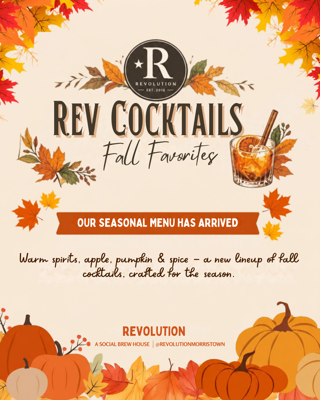 Revolution Morristown Fall Cocktail Menu