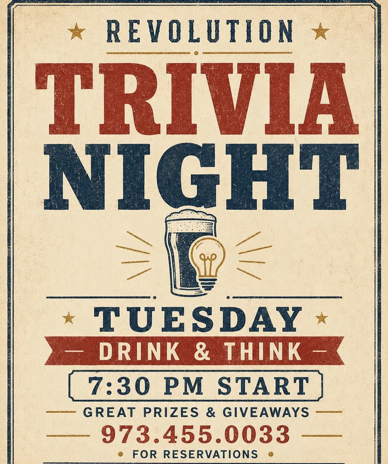 Come and play trivia at Revolution on Tuesday nights! Great prizes and giveaways!
