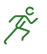 Green icon of a person running
