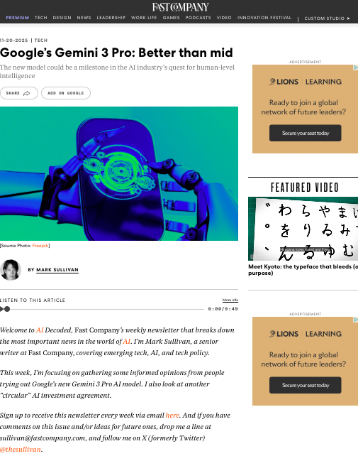 Fast Company Article