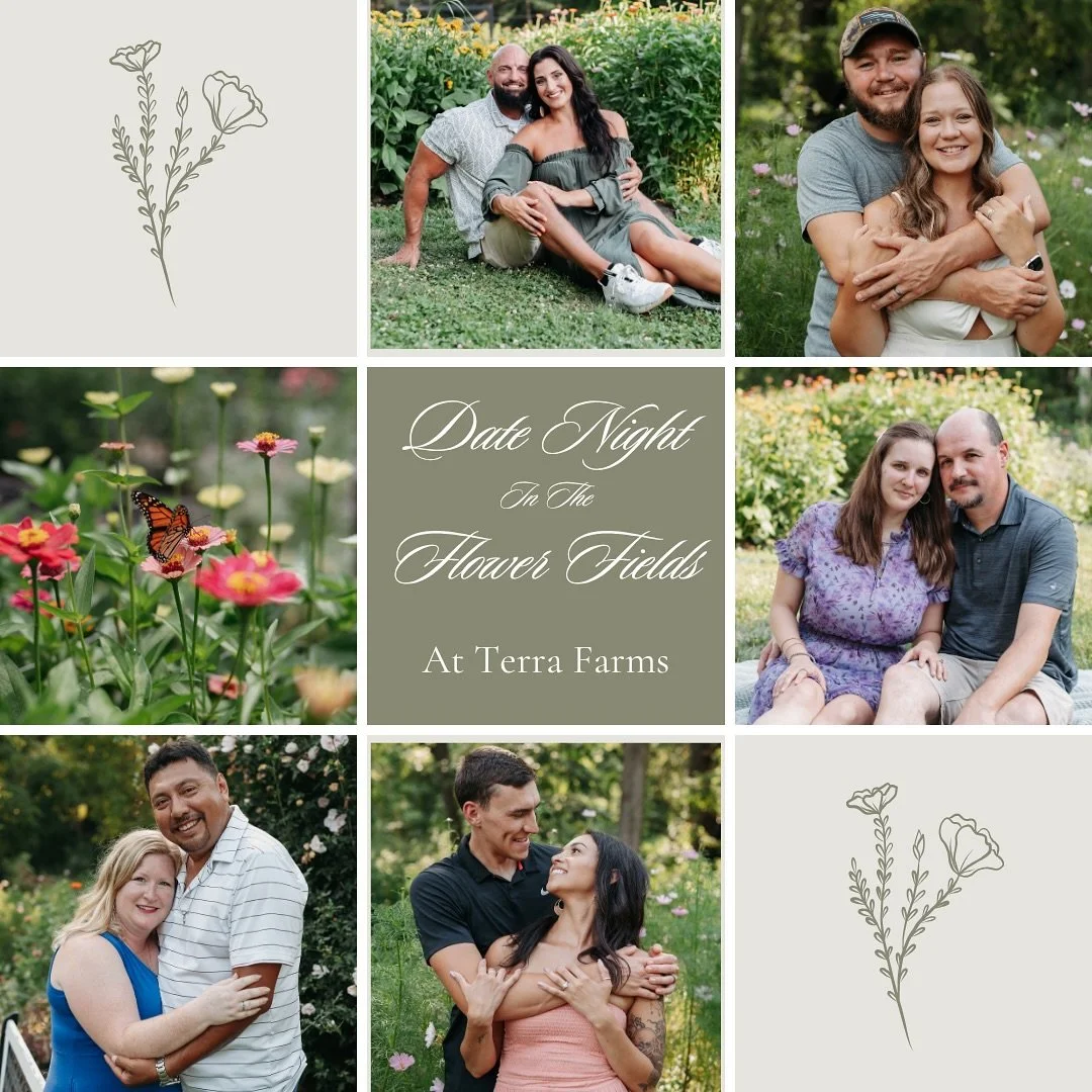An unforgettable and unique date night experience awaits you at Terra Farms. We had an amazing evening capturing so many wonderful couples last weekend. Their next date night event is September 6th! Come immerse yourselves in the flower fields, spend