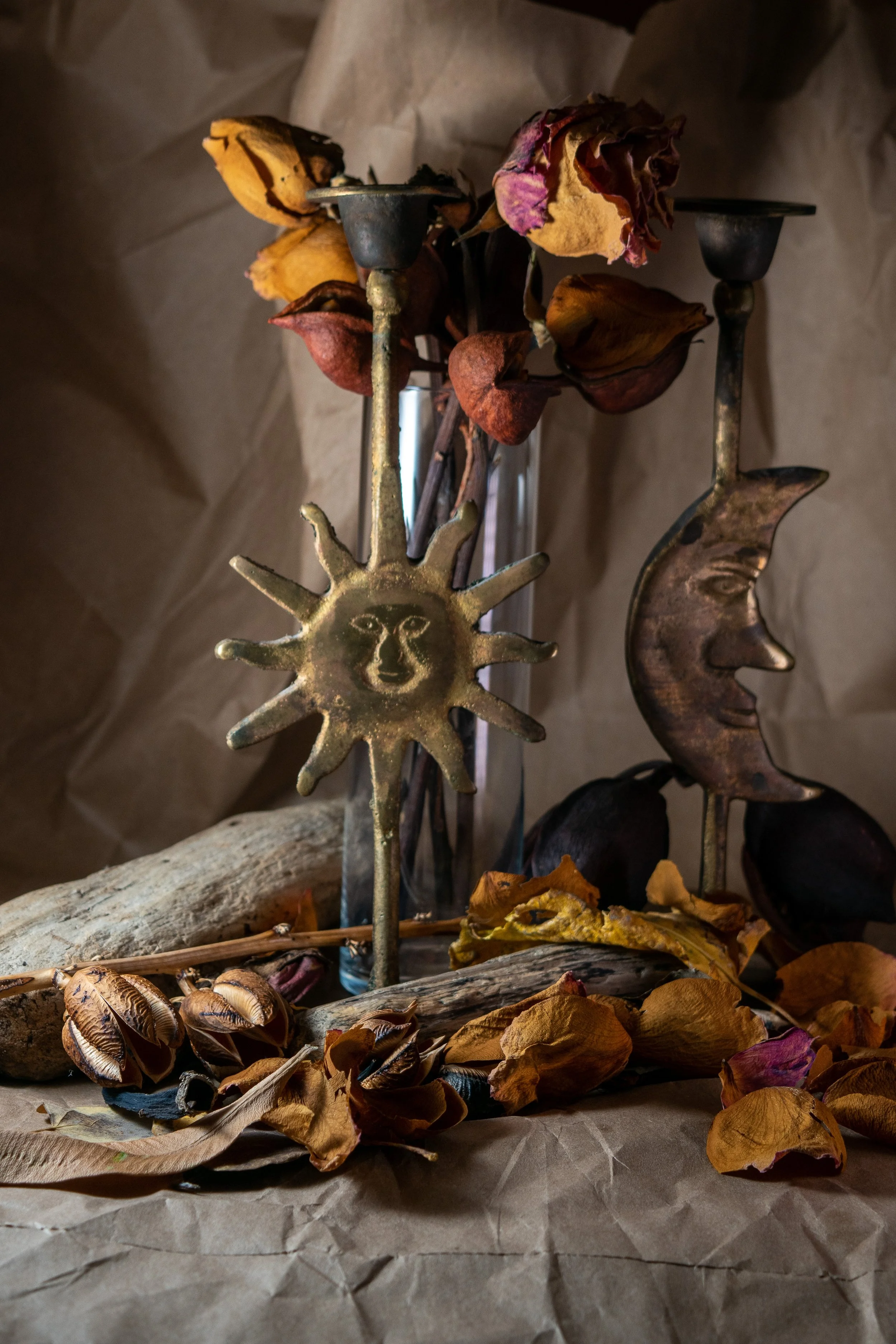 Dried Flowers with the Sun and Moon