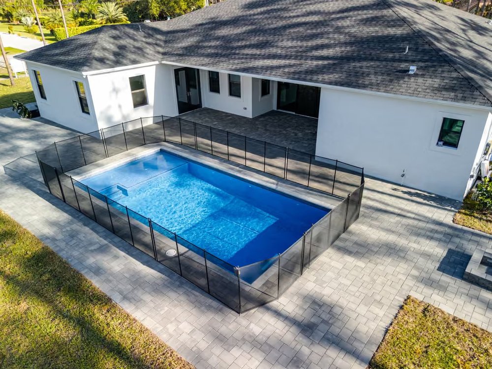 New pool with safety fence