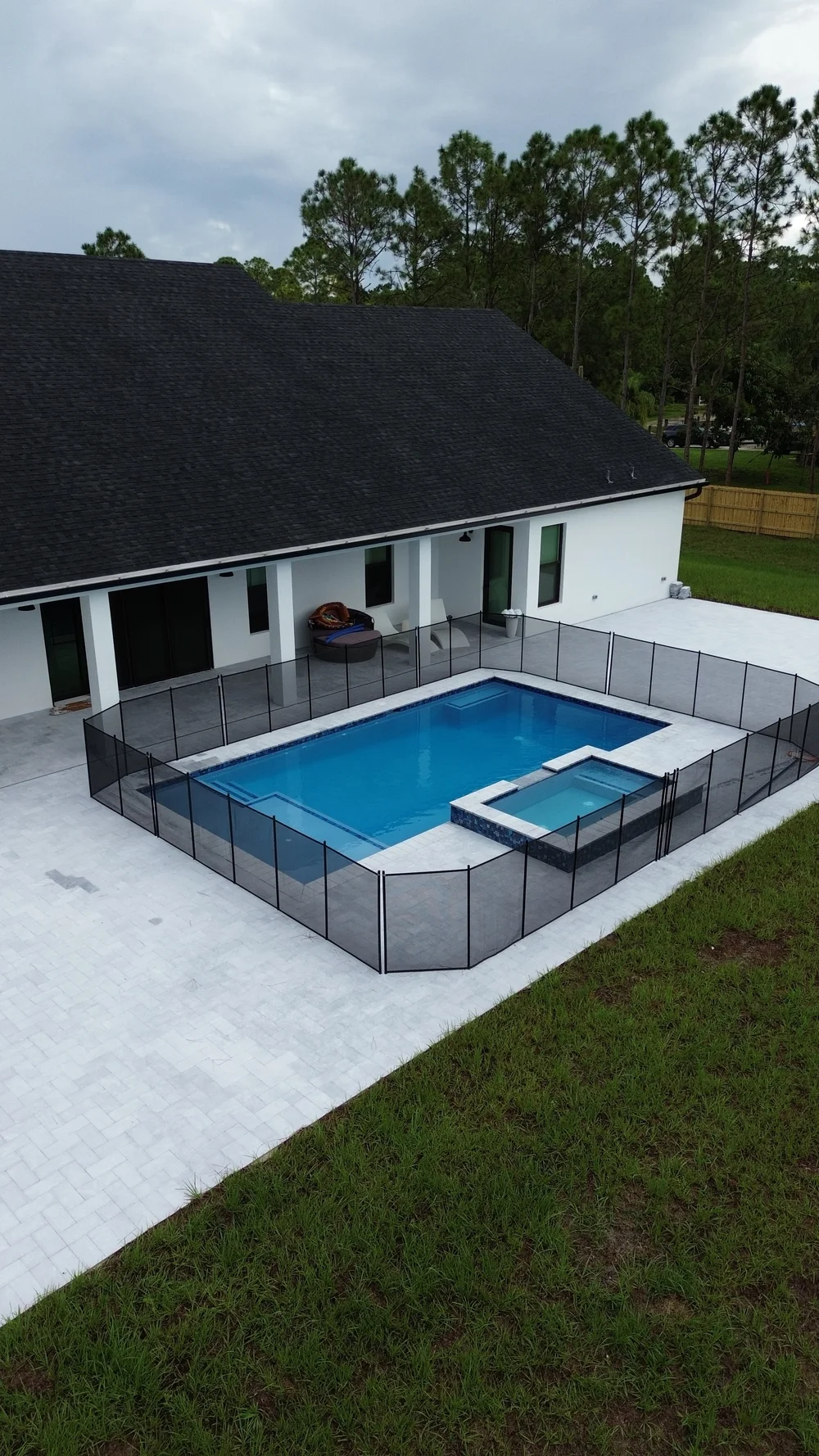 Pool and spa with modern equipment