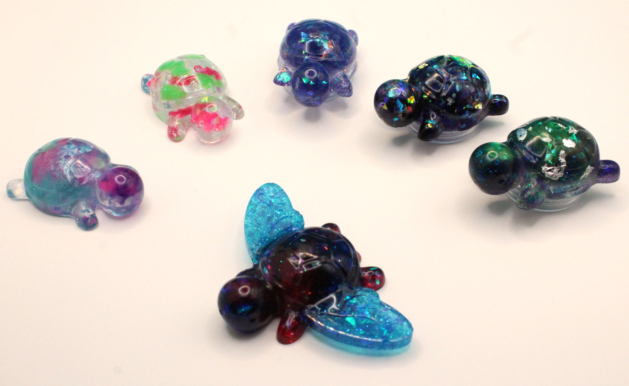 special turtles, including a flying turtle and turtles with small containers