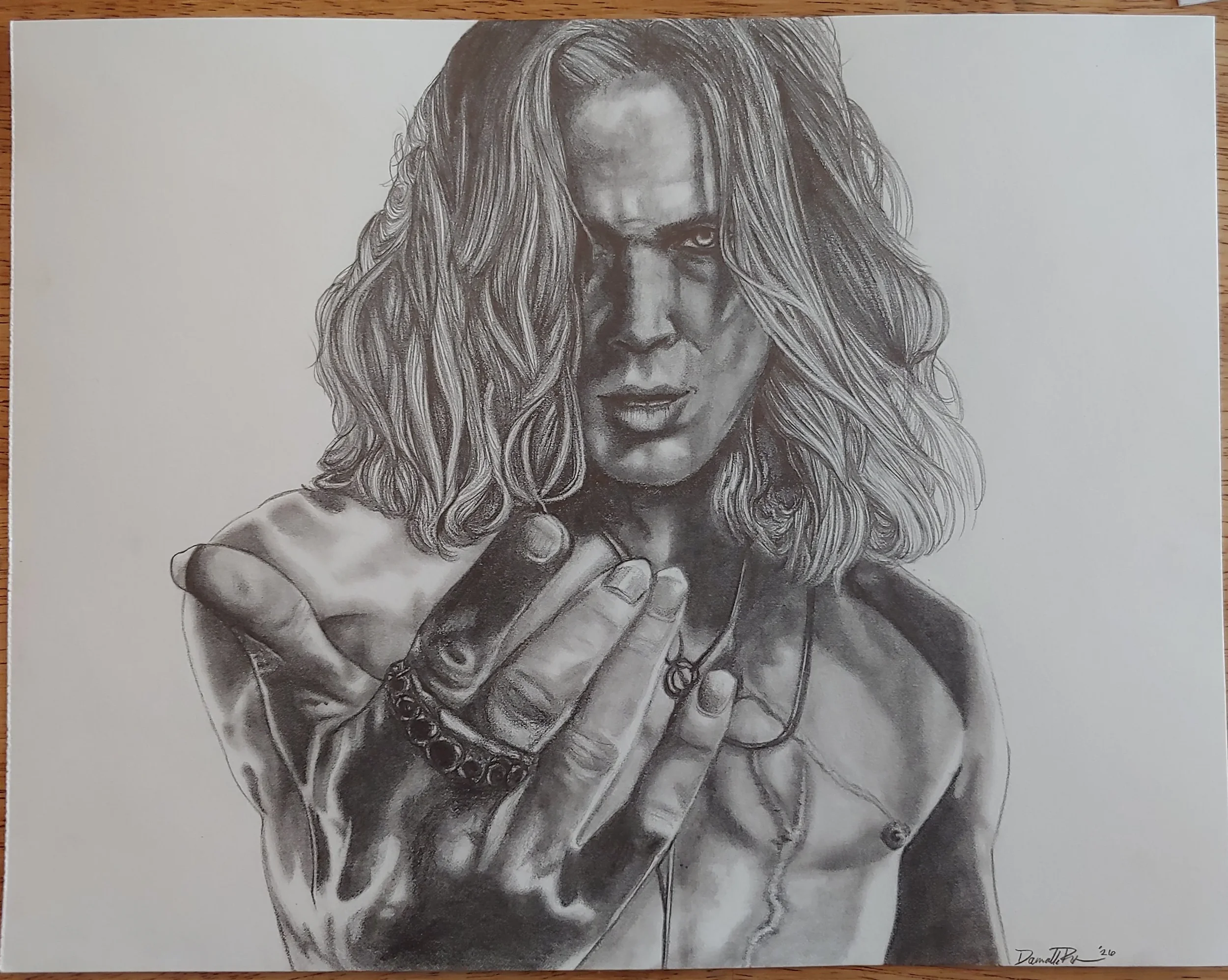 Pencil drawing of Lestat from The Vampire Lestat on AMC, gesturing toward you.