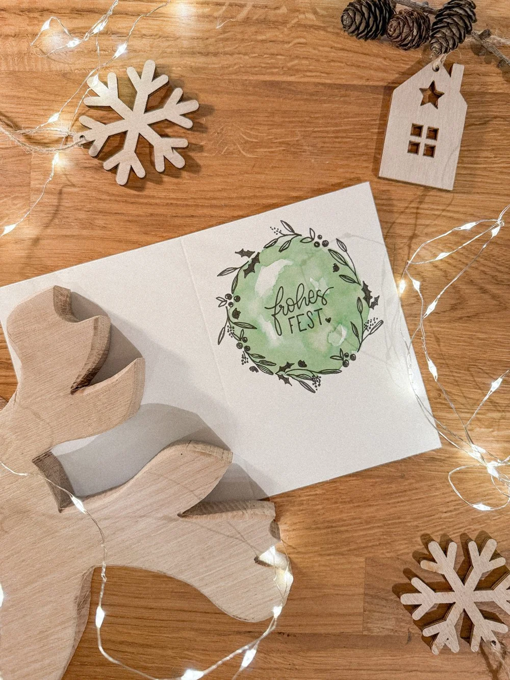Handlettering Weihnachtskarte Motiv für Handlettering Weihnachtsworkshop