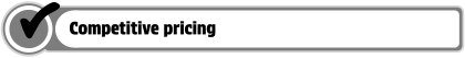 Checkmark icon and the message: 'Competitive pricing'