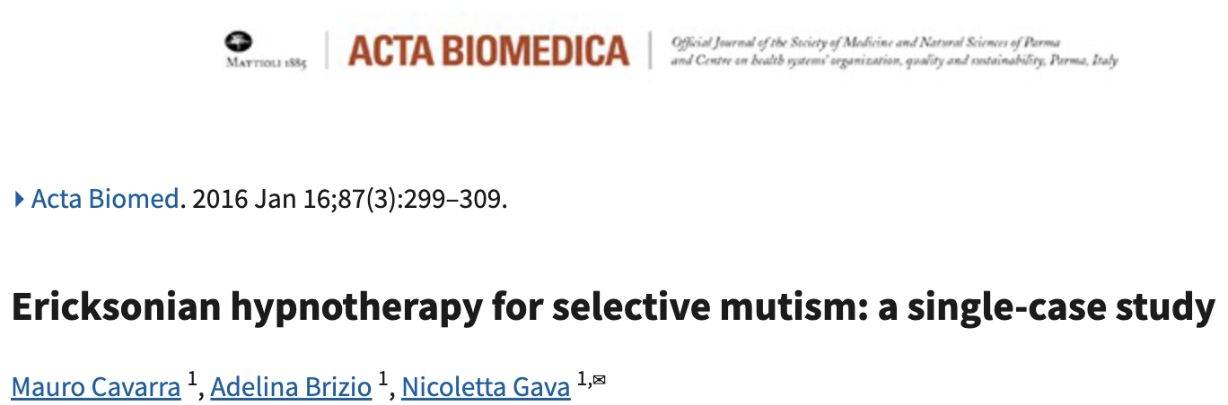 Ericksonian hypnotherapy for selective mutism: A single-case study