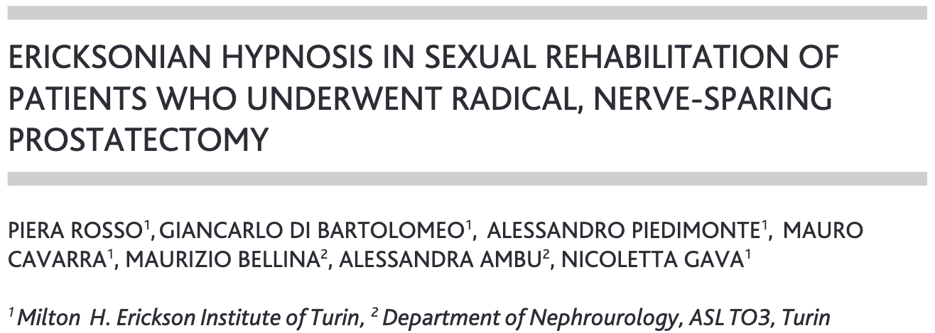 Ericksonian hypnosis in sexual rehabilitation of patients who underwent radical, nerve-sparing prostatectomy