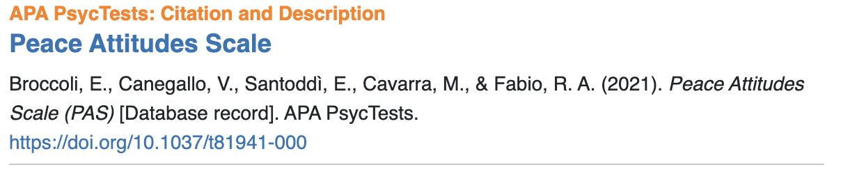 The Peace Attitudes Scale