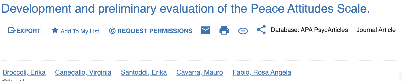 Development and preliminary evaluation of the Peace Attitudes Scale.
