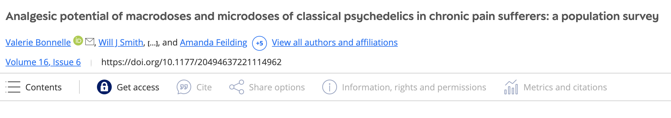 Analgesic potential of macrodoses and microdoses of classical psychedelics in chronic pain sufferers: a population survey