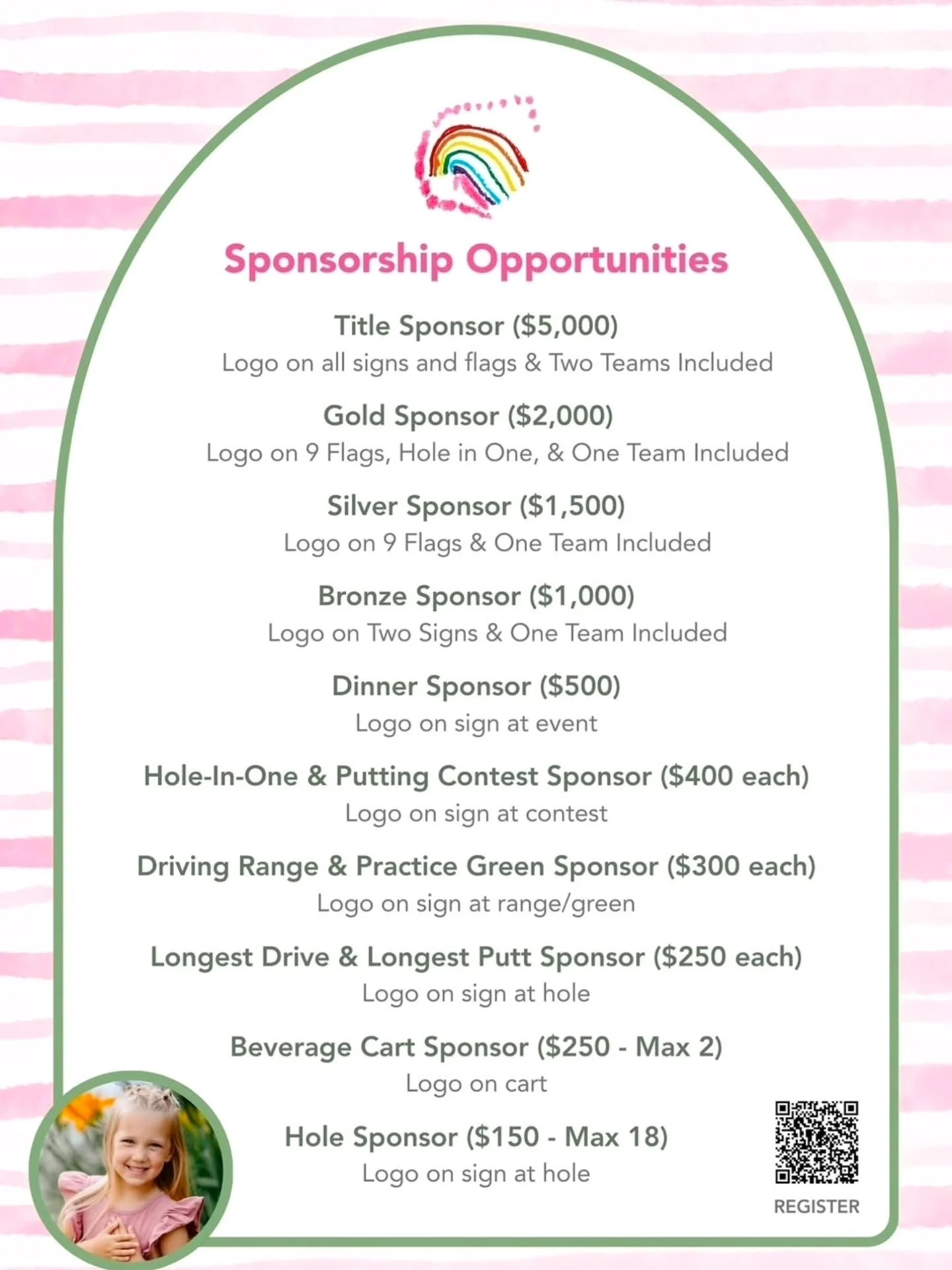 There are still sponsorship opportunities for Payton's golf outing!