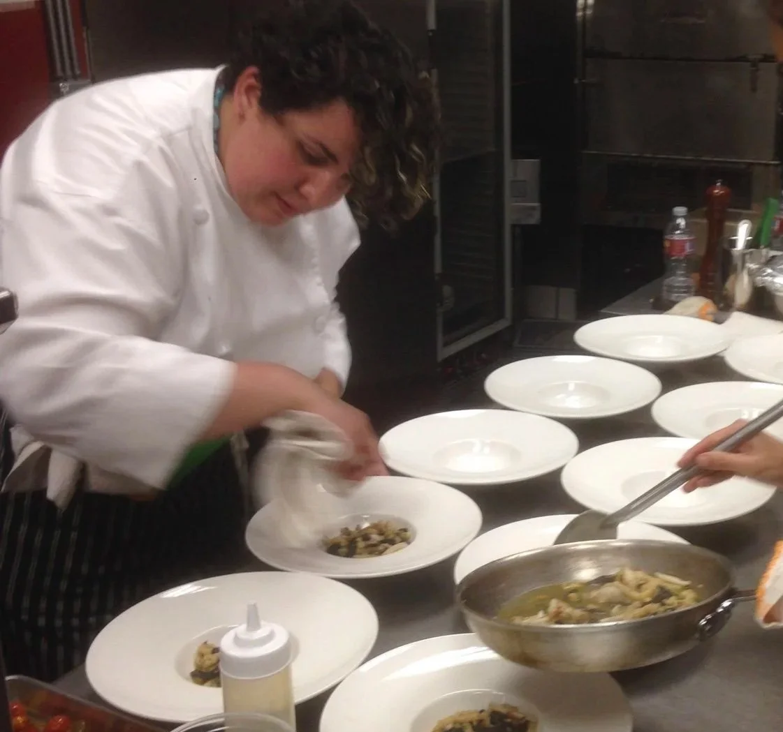 Isabella plating passatelli during one the Orsetto Angeleno Pop-Up dinners. 