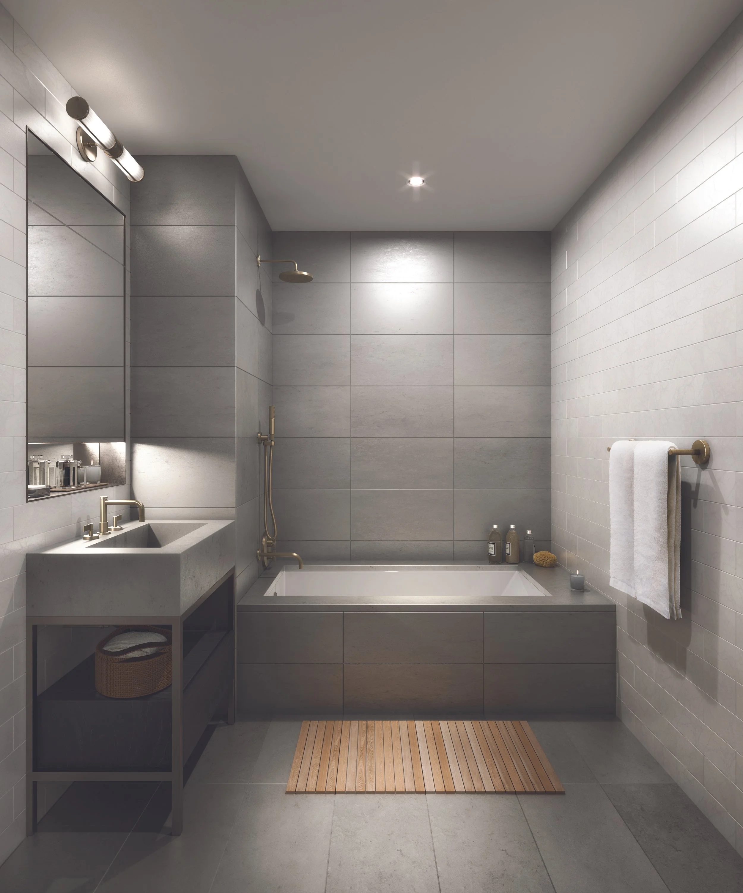 Spa-inspired bathroom with soaking tub at 1399 Park Avenue Apt 7G, Upper East Side NYC studio for sale $599,000