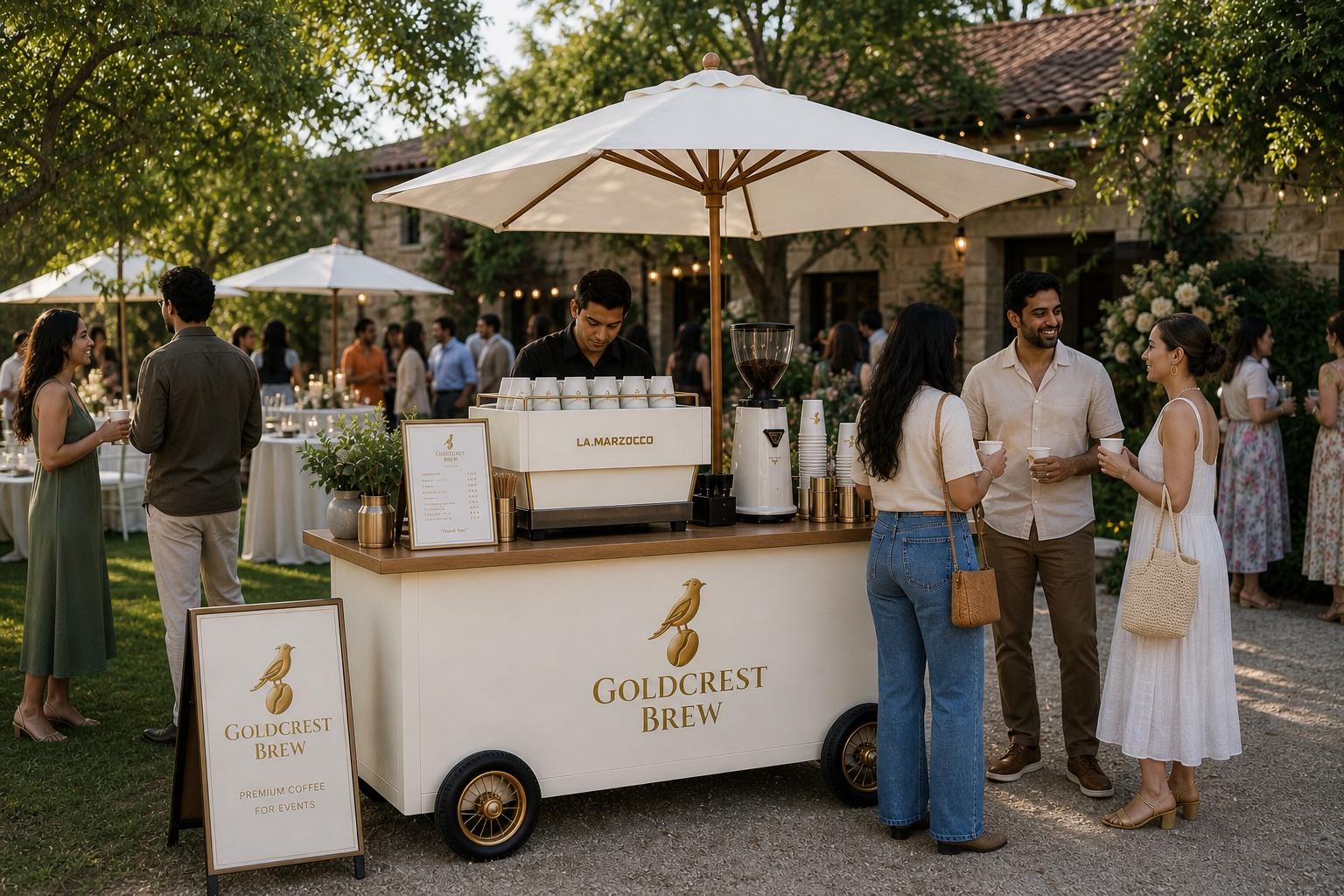 Goldcrest Brew wedding mobile coffee cart catering service in the Bay Area