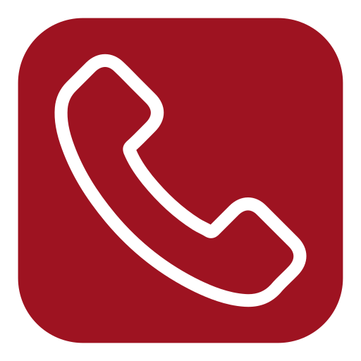 Icon of a telephone receiver with a red background.