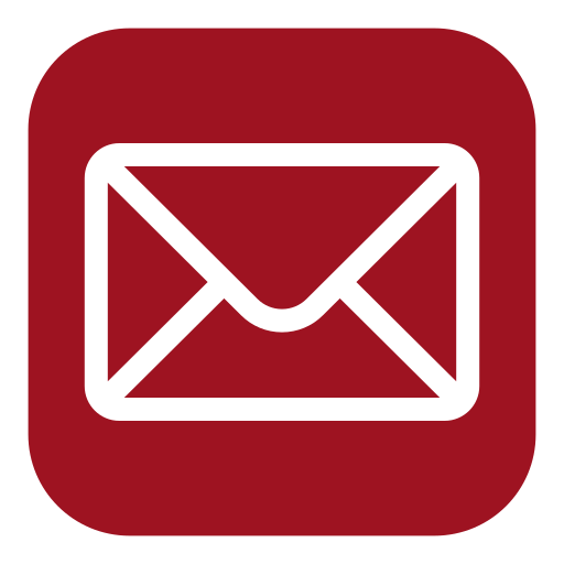 Icon of a white envelope on a red background.