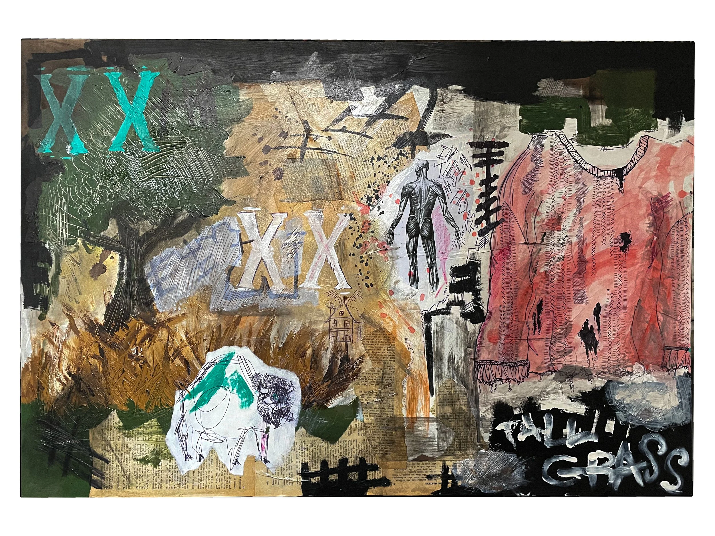 The Buffalo in the Field 
2023 
24X36 
Mixed Media on wood 
