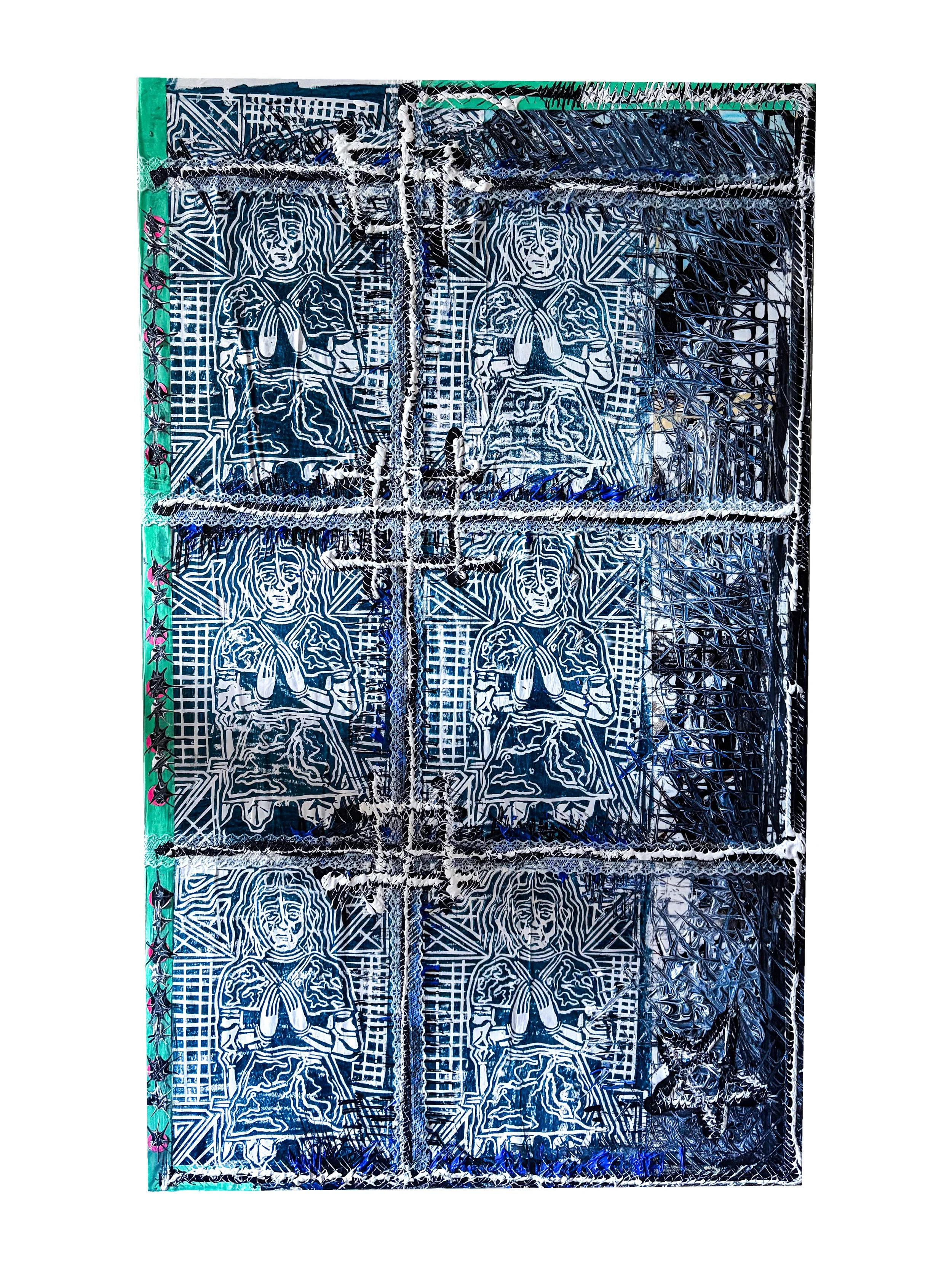 Tight as Ropes 
2025
12X18 
Mixed Media on Wood 